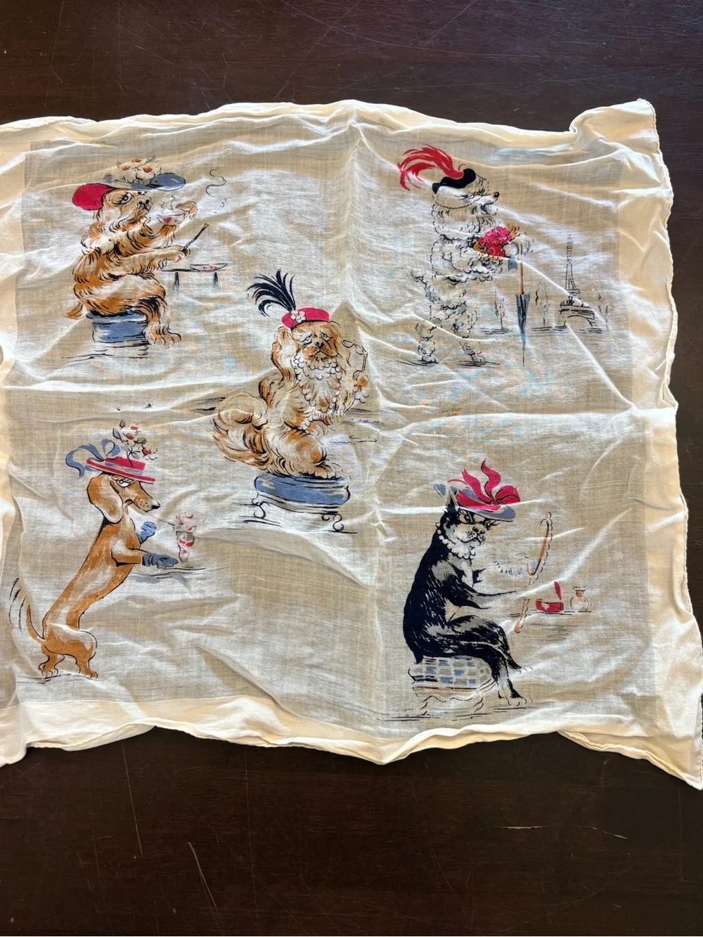 Vintage Dog Tea Party Scarf